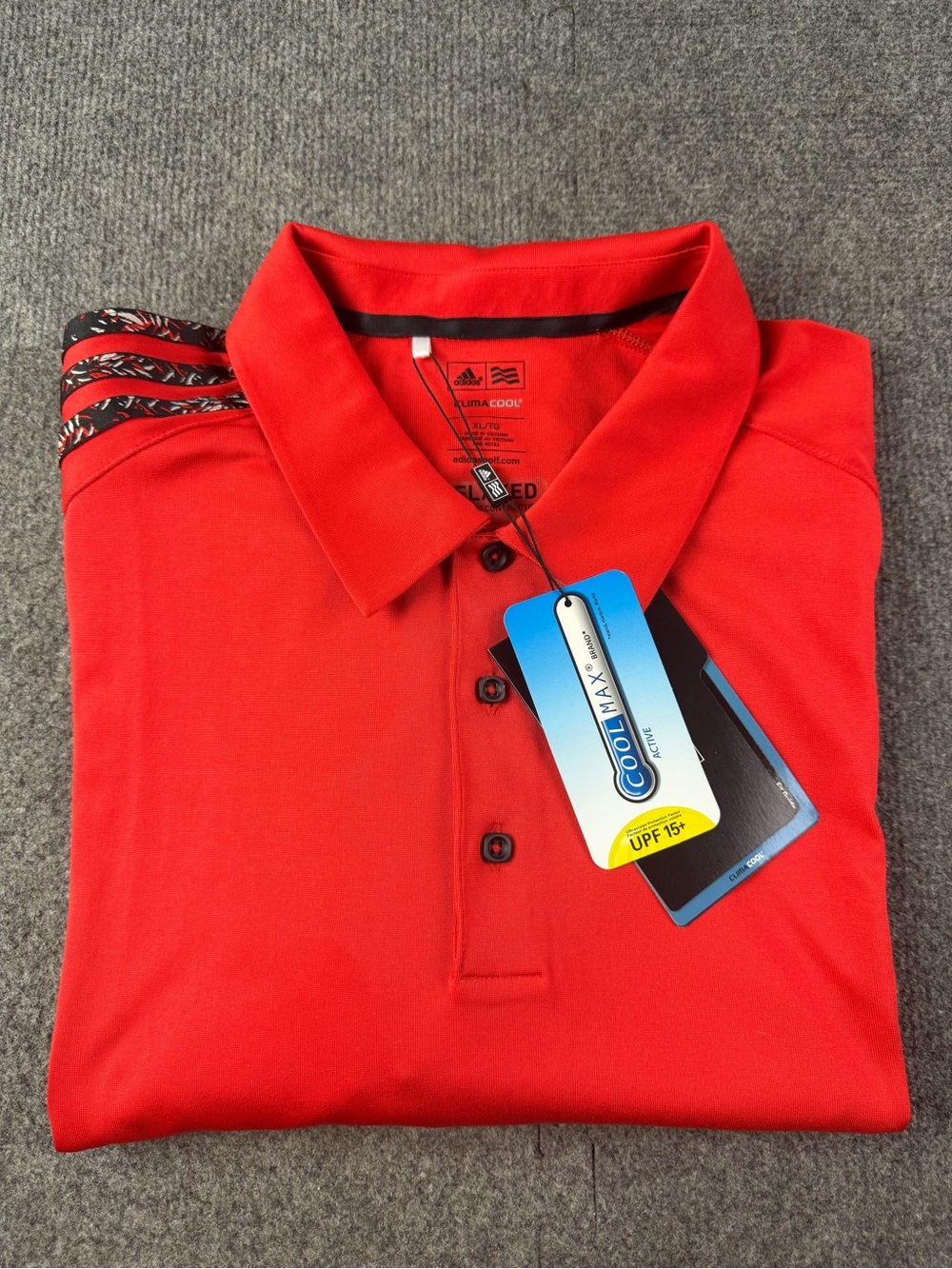 Adidas Clima Cool Relax 3 Are Tape Oo Mens UPF 50+ Polo Shirt Size XL Red